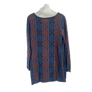 Ace & Jig Comet Shift Dress Long Sleeve Tapestry Brown Blue Sz Small
